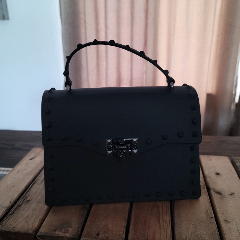 Black stud purse with strap